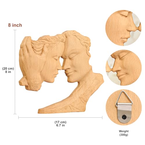 Wooden Kissing Couple Statue Home Decor Anniversary Wedding Gifts