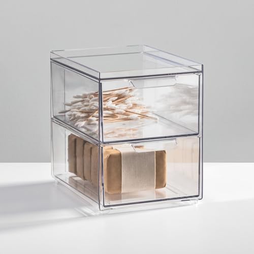Stackable Storage Containers Box with 2 Pull (4 Count)