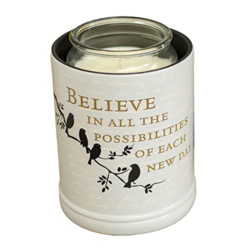 Birds on a Tree Grey Believe Ceramic Stoneware Electric Large Jar Candle Warmer