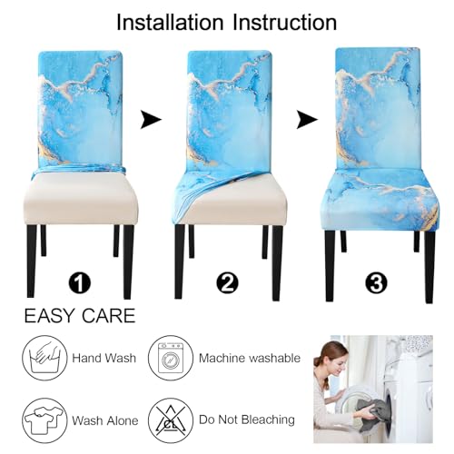 Ink Art Painting Chair Covers for Dining Room Set of 4
