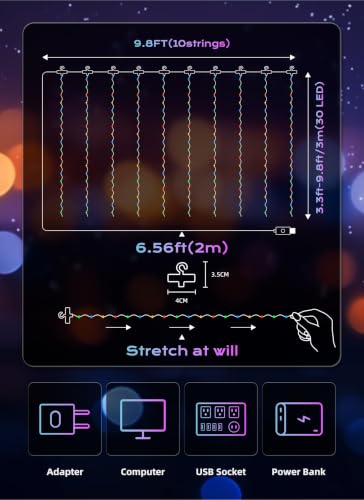 300 LED Fairy Curtain Lights