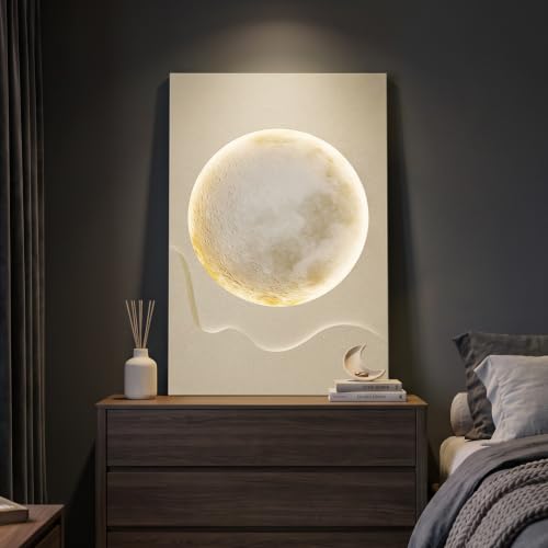 Large White 3D LED Moon Wall Art