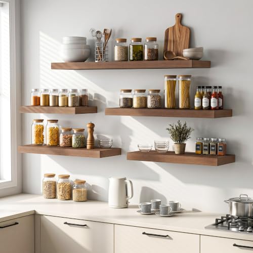 Floating Shelves 23.6" W x 9.3" D Walnut Set of 2