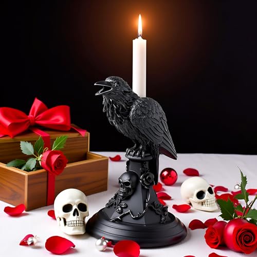 Gothic Black Cat Candle Holder Statue