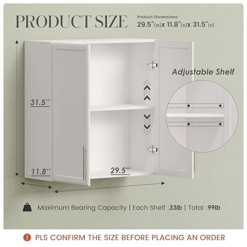 30" Laundry Room Cabinets Wall Mounted