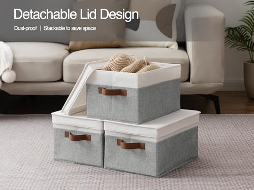 Fabric Storage Bins with Lids (3 Count)