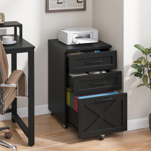 Farmhouse 3 Drawer Small File Cabinet with Wheels