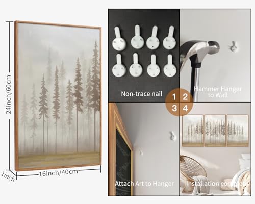 Large Pine Tree Framed Canvas Wall Art Set (3 Count)