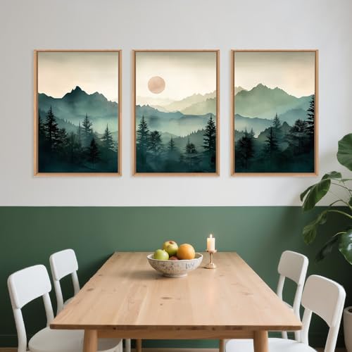 Large Boho Mountain Framed Wall Art Set