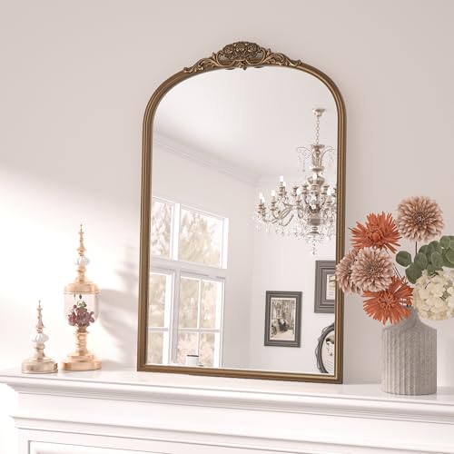 20x30 Gold Vintage Arched Mirror for Wall