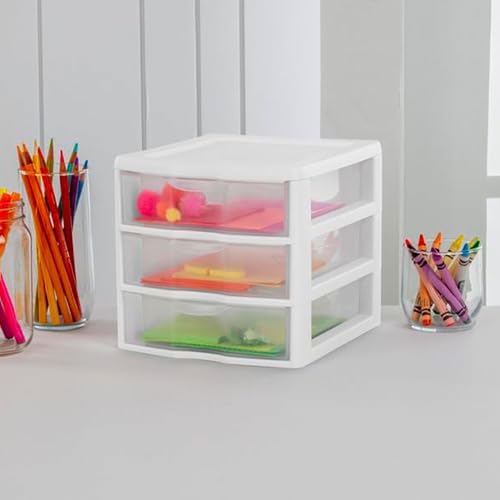 Clearview 3 Drawer Cart Small Plastic Storage Organizer (18 Count)