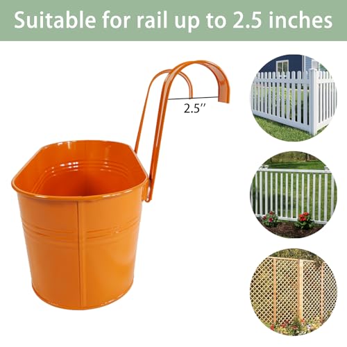 6 Pack 10" Colorful Metal Bacony Railing Planter for Outdoor Planters (6 Count)