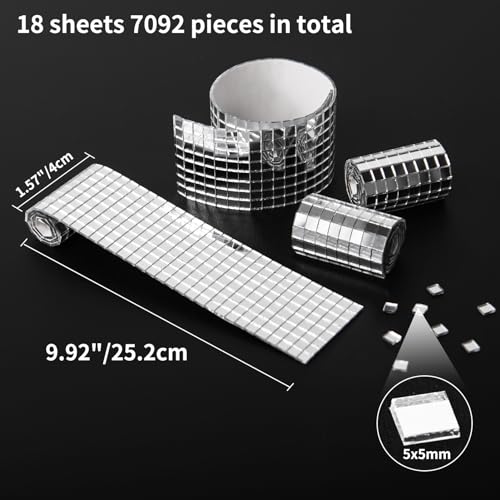 Self Adhesive Glass Mirror Mosaic Tiles (18 Count)