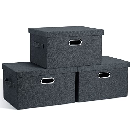 Medium 15" 21 Quart Collapsible Stackable Storage Bins with Lids (3 Count)