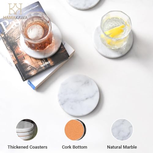 Real Natural Marble Coasters Set of 4 (4 Count)