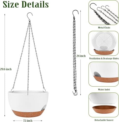 2 Pack 12 Inch Self Watering Hanging Basket Planters for Indoor Outdoor (2 Count)