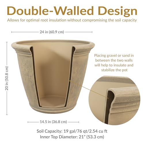 Sunnydaze Anjelica 24'' Large Plastic Planter Pot for Plants