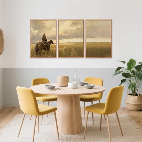 3 Pcs Western Cowboy Framed Wall Art 16x24 Inch