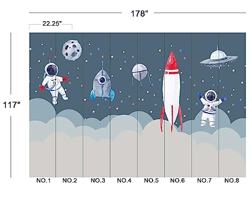 Children's Astronaut Rocket Moon Nursery wall Mural Wallpaper 178" x 117"