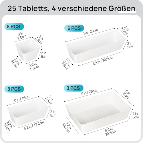 25 Pack Plastic Drawer Organizers with Non (25 Count)
