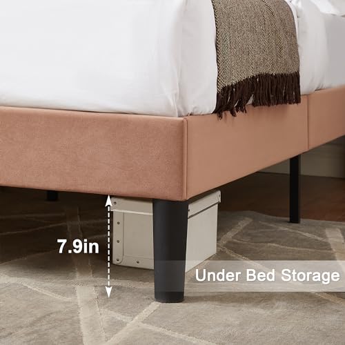 Full Size Bed Frame with Upholstered Headboard