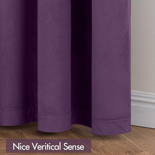 Purple Blackout Velvet Curtains Drapes 96 Inch Long 52"x96" Bedroom (2 Count)