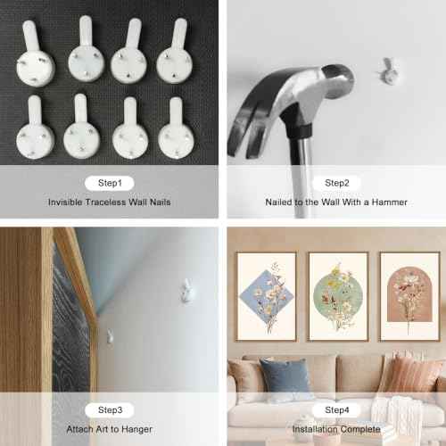 Boho Neutral Wildflower Framed Canvas Wall Art Set