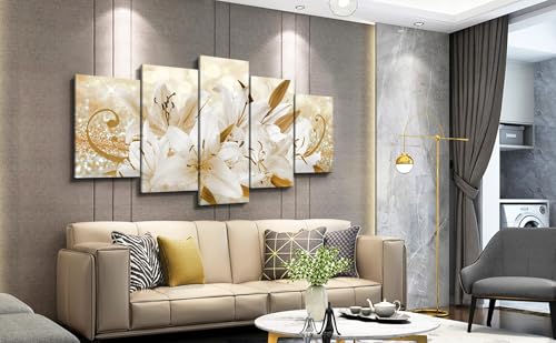 Golden Orchid Flowers Canvas Print