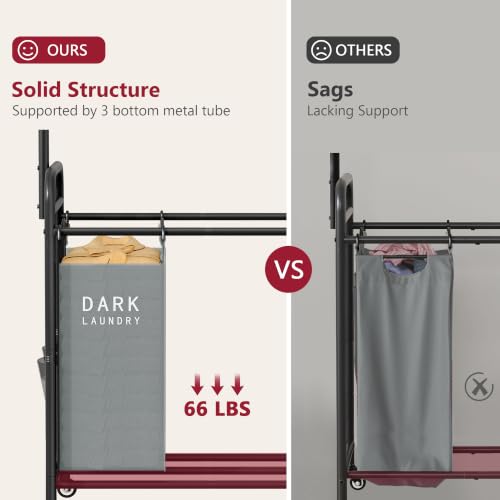 Laundry Sorter Cart with Hanging Clothes Rack