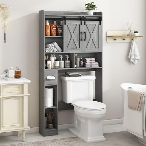 Over The Toilet Storage Cabinet with Sliding Doors