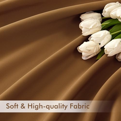 Golden Brown Back Tab Blackout Curtains 52x63 Inches Long 2 Panels (2 Count)