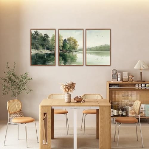 Lake art print Nature Landscape Mountain Wall Art Set