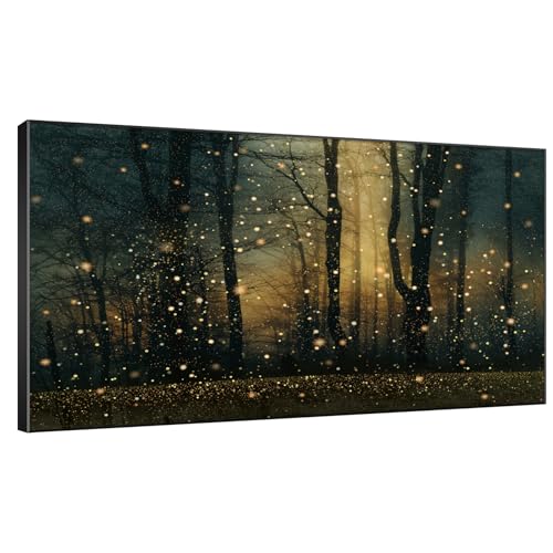 30"x60" Extra Large Framed Wall Art Magical Firefly Forest at Twilight