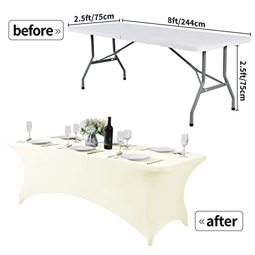 Spandex Table Cover for 8FT or 4ft or 6ft Table Universal Fitted Stretch Tablecloth for Party