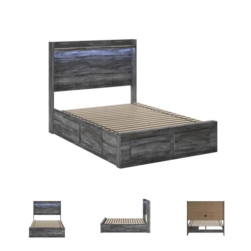 Full Size Bedframe with 4 Storage Drawers