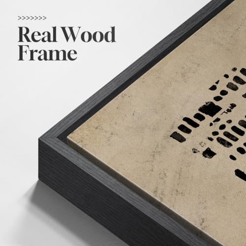 Large Framed Neutral Brown and Black Abstract Wall Art