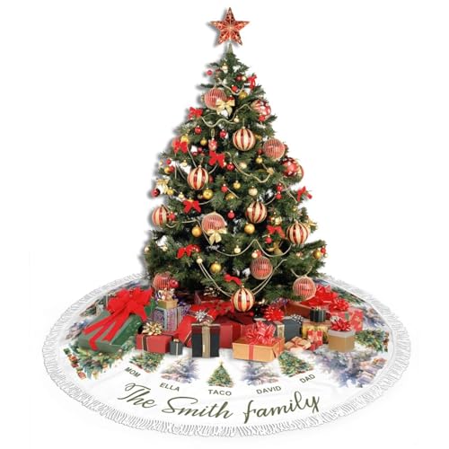 Custom Family Tree Christmas Tree Skirt with Name