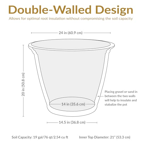Sunnydaze Anjelica 24'' Large Plastic Planter Pot for Plants (2 Count)