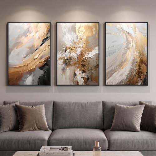 Large Framed Neutral Luxury Abstract Wall Art