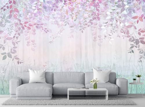 Hazy Pink Leaves and Greenery Wallpaper (127.5 Sq Ft)