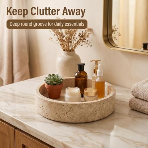 Natural Travertine Decorative Bowl 8"