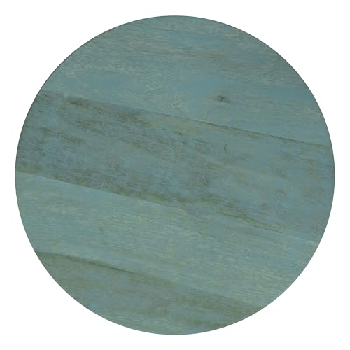 Robbie 16" Wide Solid Wood Round End Table in Teal Wash