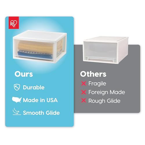 2-Pack, 47 Qt. Extra Large Stacking Drawer with Clear Door, White (2 Count)