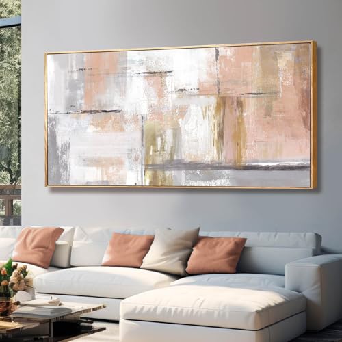 Large Painting Gold Abstract Wall Art for Living Room Bedroom Office Modern Artwork Graffiti Home Decor 30x60 Inches Ready to Hang