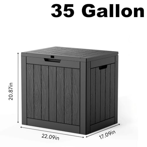 35 Gallon Outdoor Deck Box Lockable Waterproof Storage Black