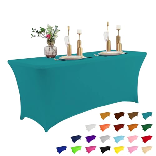 6FT Table Cloth for Rectangular Spandex Lake Blue Table Cover