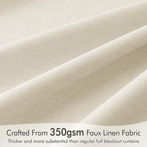 100% Blackout Back Tab Pleat Linen Curtains 50" Wx84 L (2 Count)