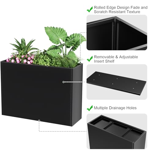 Metal Planter Box for Outdoor Plants 30" L x 12" W x 24" H