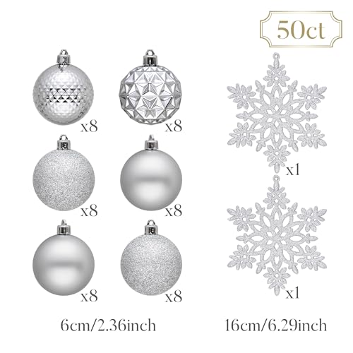 50ct Christmas Tree Decorations Ball Ornaments 2.36 Inches (50 Count)