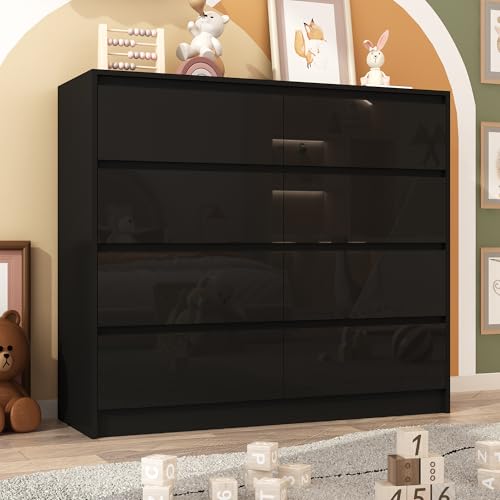 Black Malm High Gloss Dresser for Bedroom